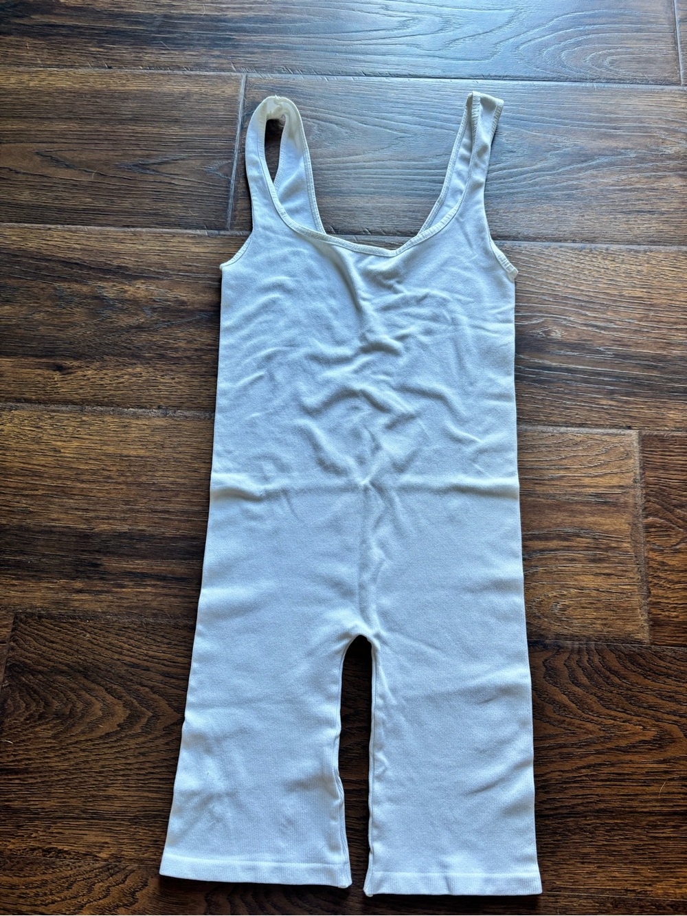 Free People White Ribbed Tank Bodysuit Jumpsuit